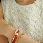 Metal Petal Baroque Pearl Bracelet - Gembea Jewelry