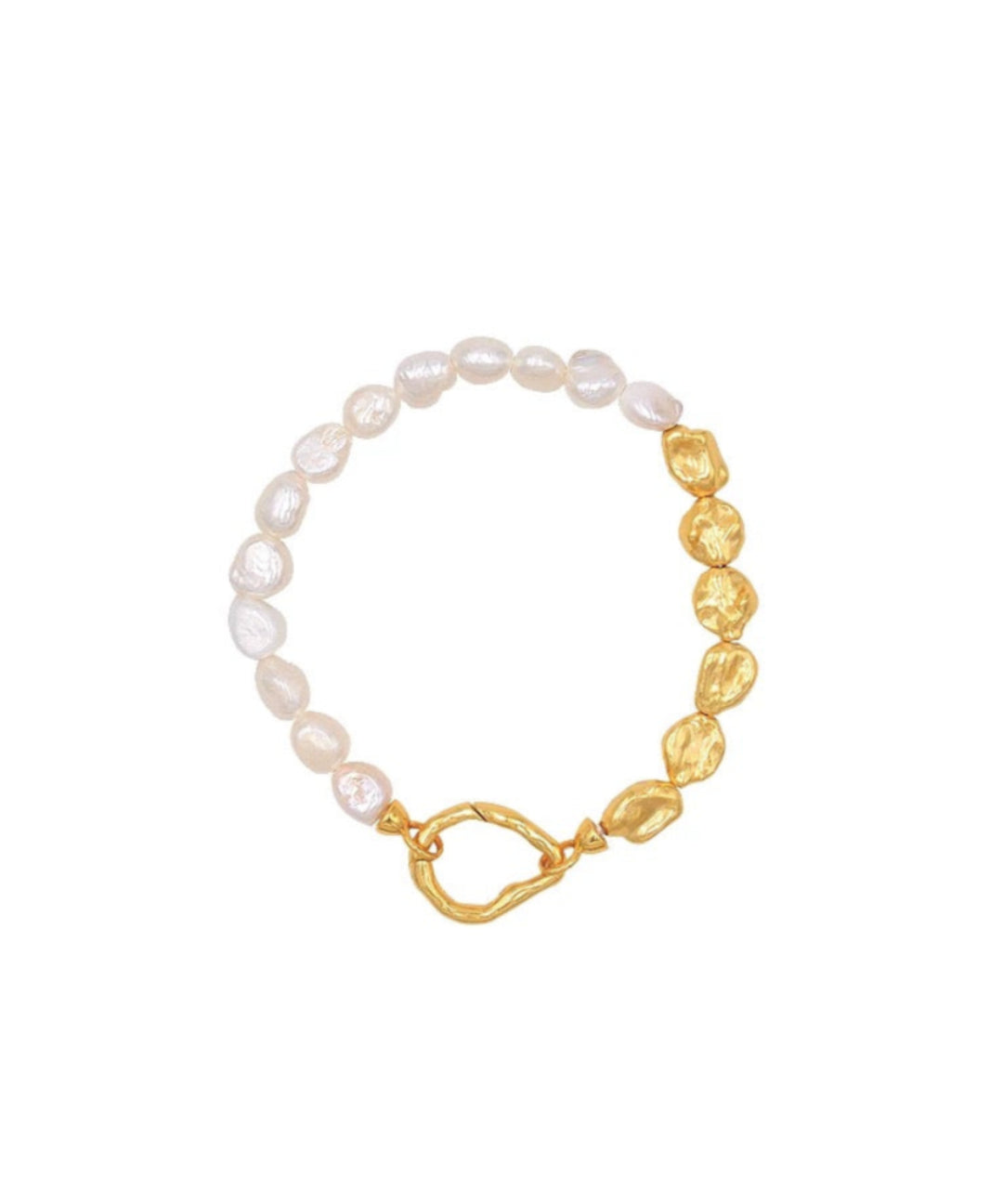 Metal Petal Baroque Pearl Beaded Bracelet gembea jewelry