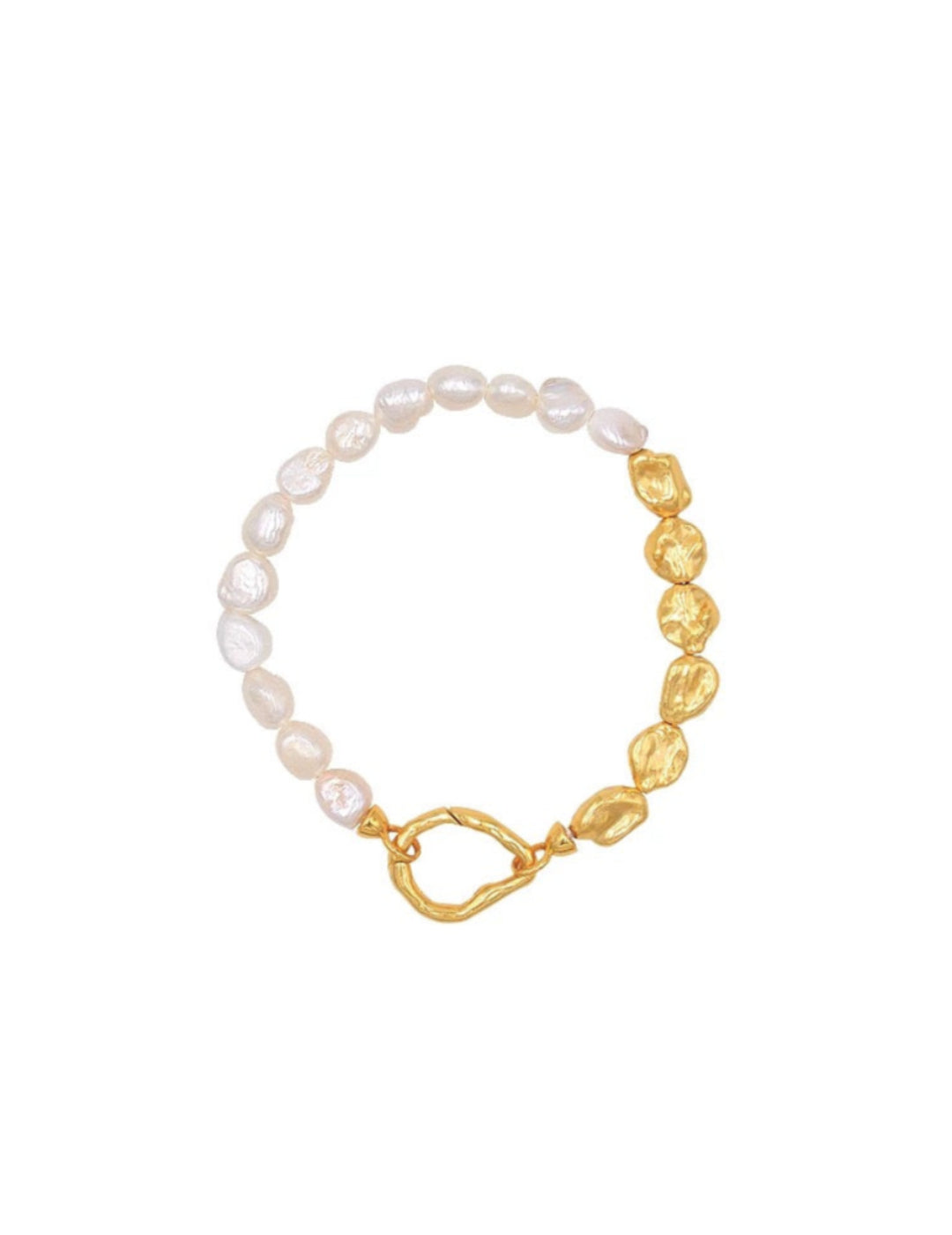Metal Petal Baroque Pearl Beaded Bracelet gembea jewelry