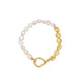 Metal Petal Baroque Pearl Beaded Bracelet gembea jewelry