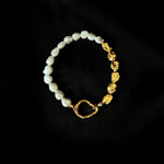 Metal Petal Baroque Pearl Beaded Bracelet gembea jewelry