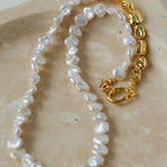 Metal Petal Baroque Pearl Necklace - Gembea Jewelry