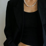 Metal Petal Baroque Pearl Necklace - Gembea Jewelry
