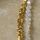 Metal Petal Baroque Pearl Necklace - Gembea Jewelry