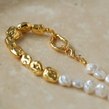 Metal Petal Baroque Pearl Necklace - Gembea Jewelry
