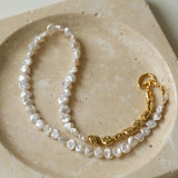 Metal Petal Baroque Pearl Necklace - Gembea Jewelry