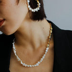 Metal Petal Baroque Pearl Necklace - Gembea Jewelry