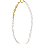 Metal Petal Baroque Pearl Beaded Necklace gembea jewelry