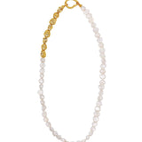 Metal Petal Baroque Pearl Beaded Necklace gembea jewelry