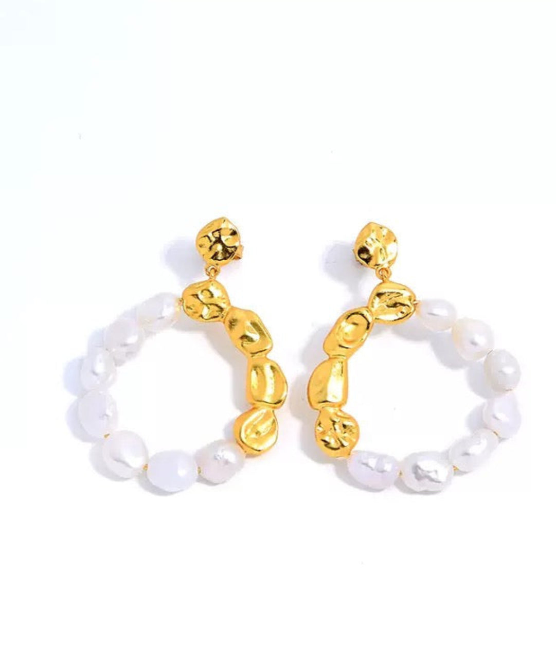 Metal Petal Baroque Pearl Earrings GEMBEA JEWELRY