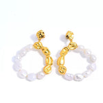 Metal Petal Baroque Pearl Earrings GEMBEA JEWELRY