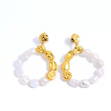 Metal Petal Baroque Pearl Earrings GEMBEA JEWELRY