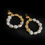 Metal Petal Baroque Pearl Earrings gembea jewelry