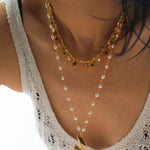 Metallic Peace Dove Pendant Pearl Necklace gembea jewelry