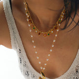Metallic Peace Dove Pendant Pearl Necklace gembea jewelry