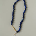 Metallic Fish Lapis Lazuli Bead Baroque Pearl Necklace gembea jewelry