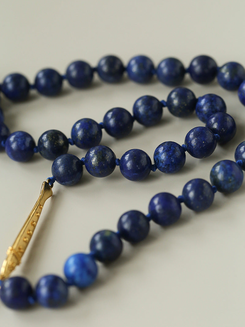 Metallic Fish Lapis Lazuli Bead Baroque Pearl Necklace gembea jewelry