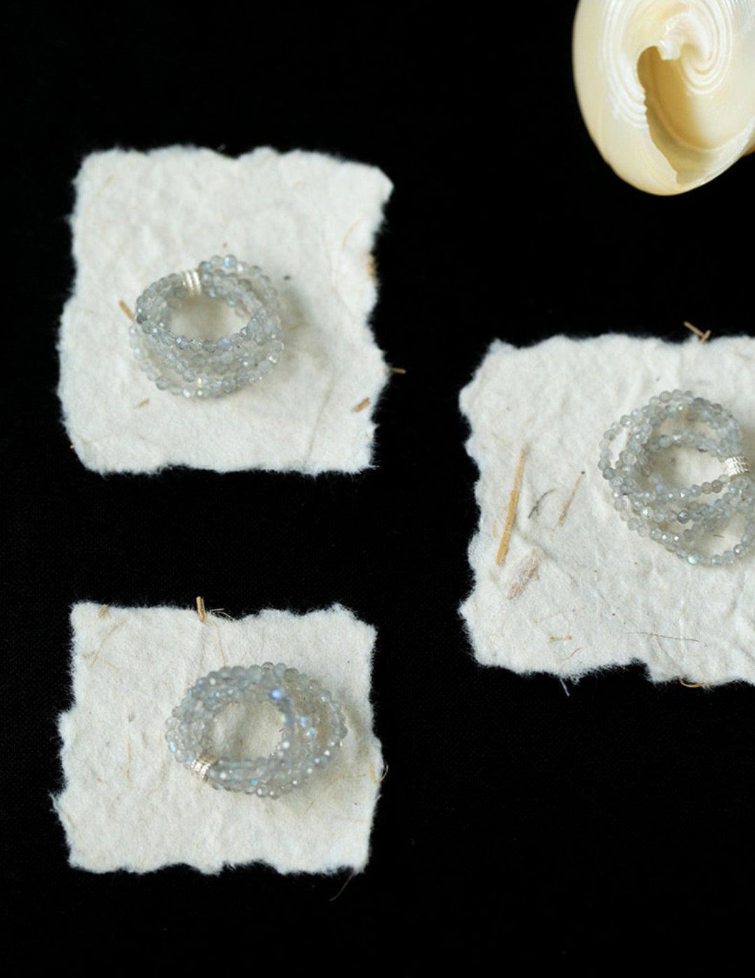 Microstretch Labradorite Gemstone Multilayer Ring - Gembea Jewelry