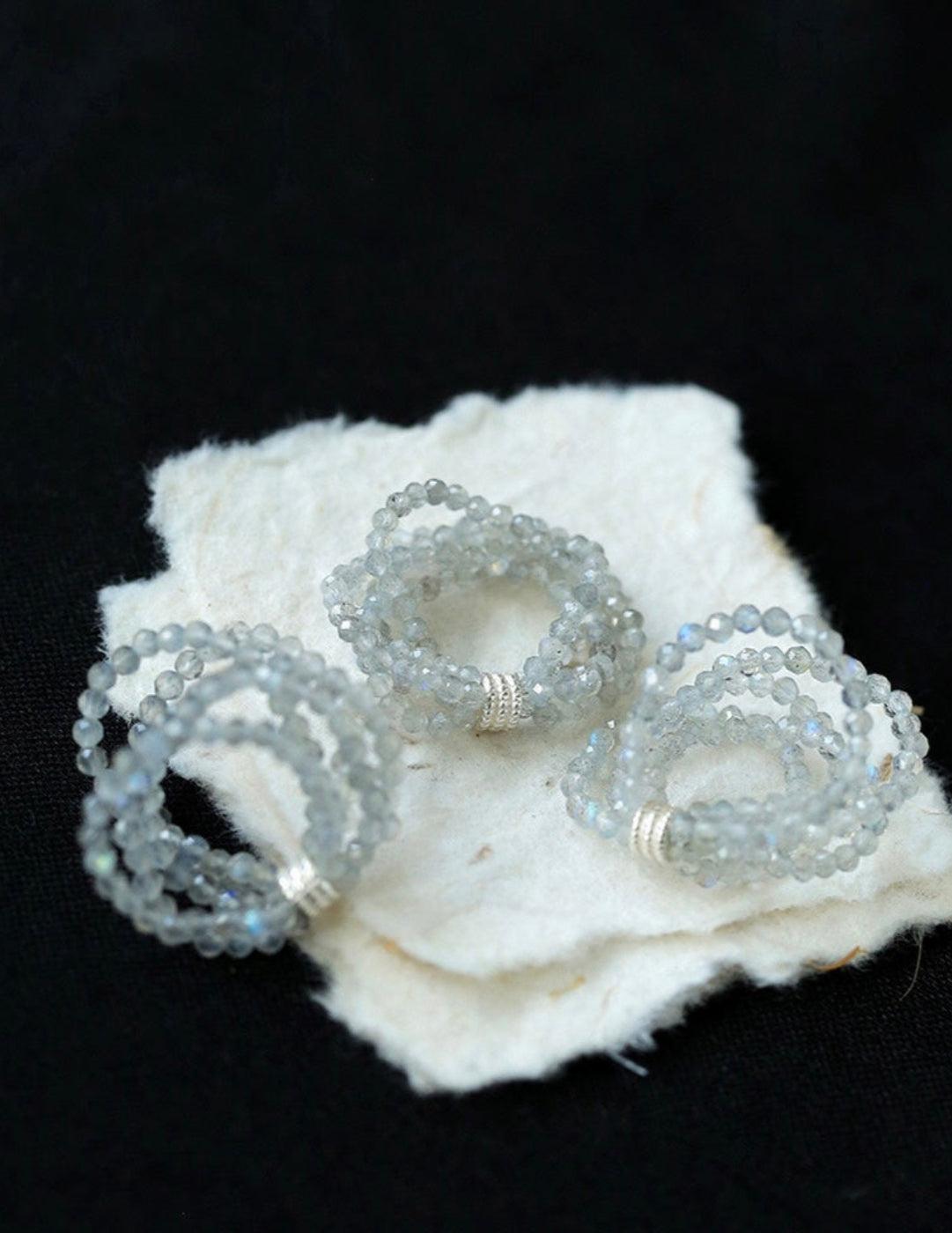 Microstretch Labradorite Gemstone Multilayer Ring - Gembea Jewelry