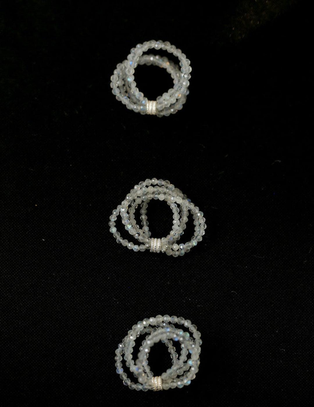 Microstretch Labradorite Gemstone Multilayer Ring - Gembea Jewelry