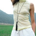 Midnight Bloom Net Bag Baroque Pearl Tassel Necklace gembea jewelry