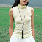 Midnight Bloom Net Bag Baroque Pearl Tassel Necklace gembea jewelry