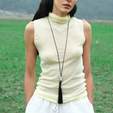 Midnight Bloom Net Bag Baroque Pearl Tassel Necklace gembea jewelry