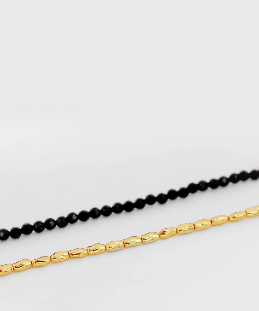 Mini Golden Rice Black Spinel Beaded Choker Necklace GEMBEA JEWELRY