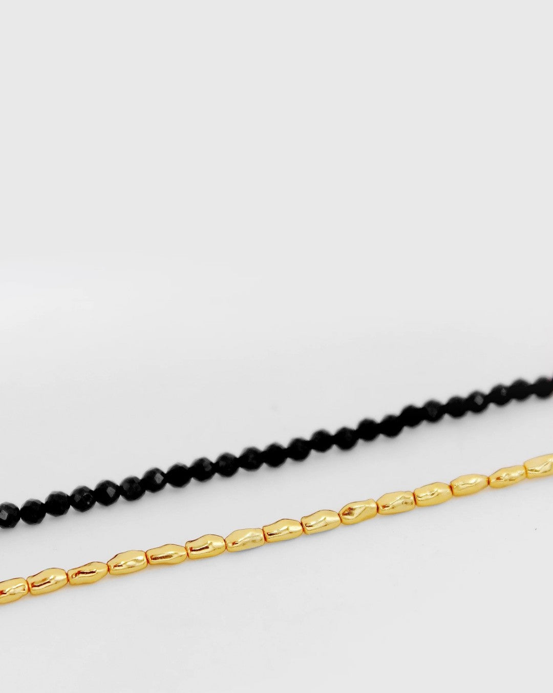 Mini Golden Rice Black Spinel Beaded Choker Necklace GEMBEA JEWELRY