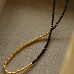 Mini Golden Rice Black Spinel Beaded Choker Necklace GEMBEA JEWELRY