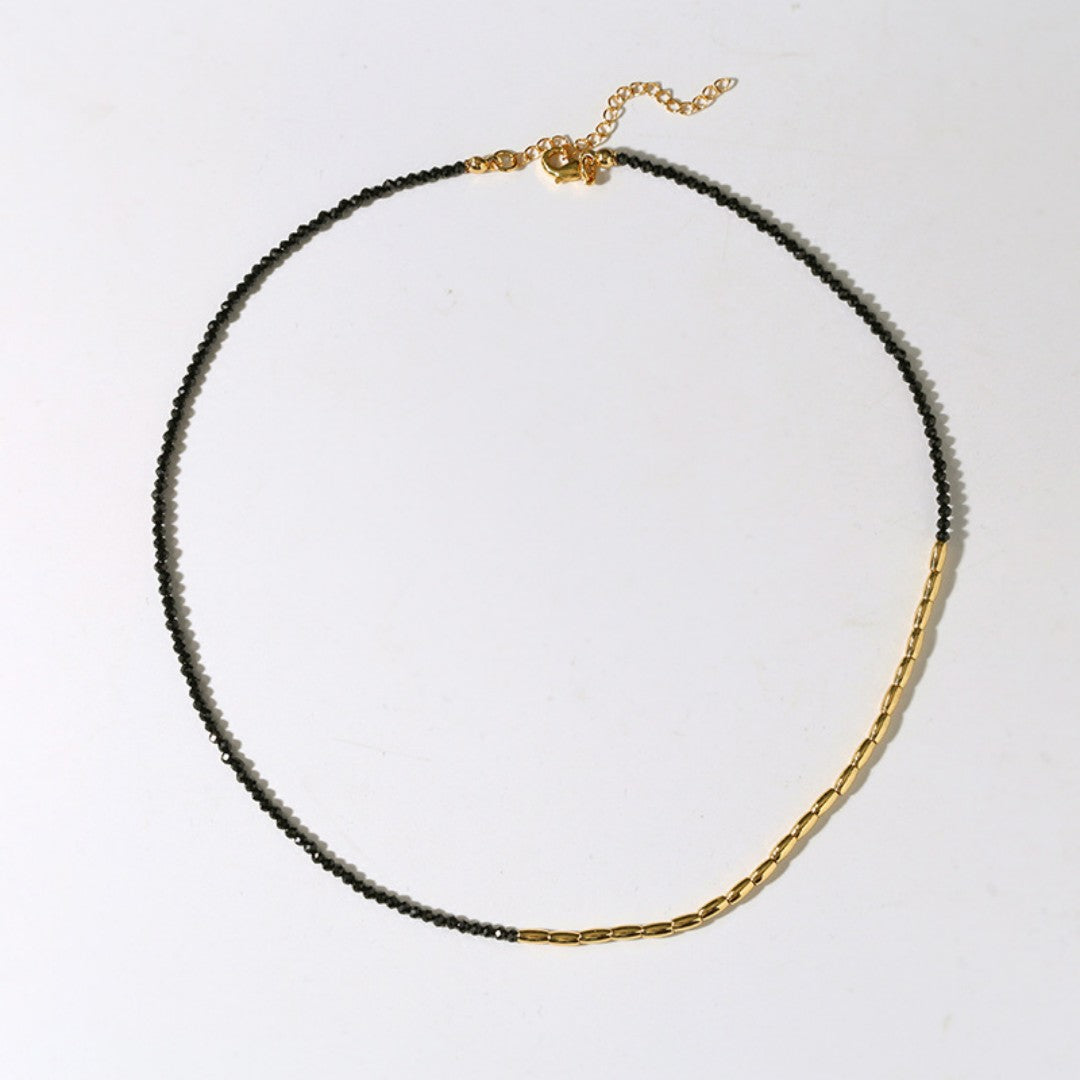 Mini Golden Rice Black Spinel Beaded Choker Necklace GEMBEA JEWELRY