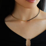 Mini Golden Rice Black Spinel Beaded Choker Necklace GEMBEA JEWELRY