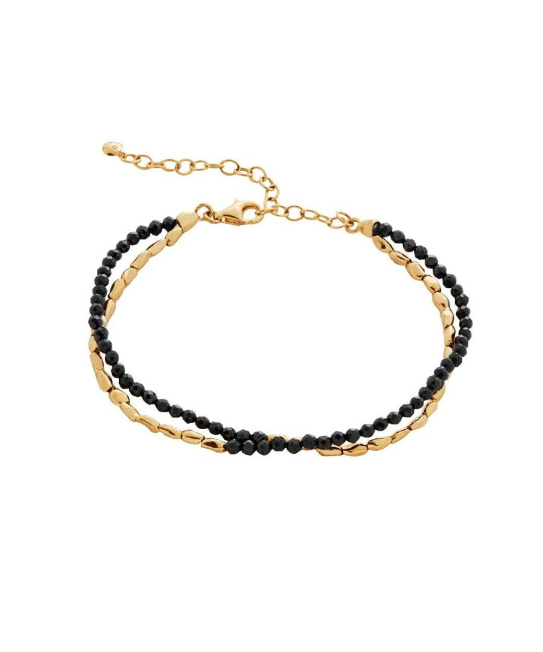 Mini Golden Rice Black Spinel Double Beaded Bracelet gembea jewelry