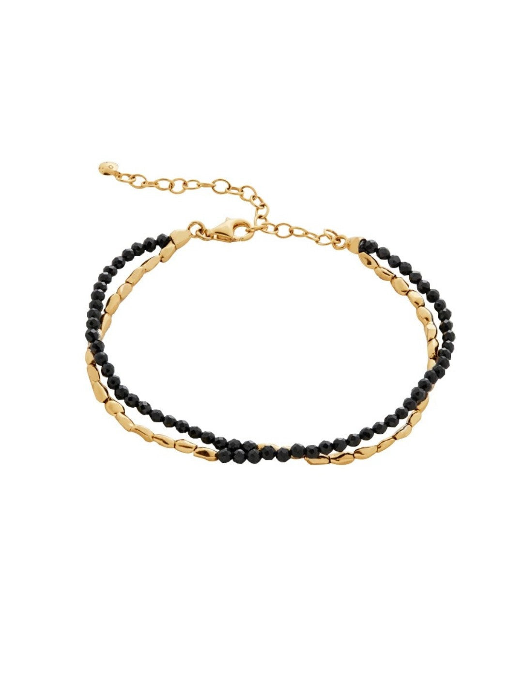 Mini Golden Rice Black Spinel Double Beaded Bracelet gembea jewelry
