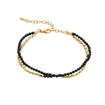 Mini Golden Rice Black Spinel Double Beaded Bracelet gembea jewelry