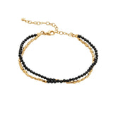 Mini Golden Rice Black Spinel Double Beaded Bracelet gembea jewelry