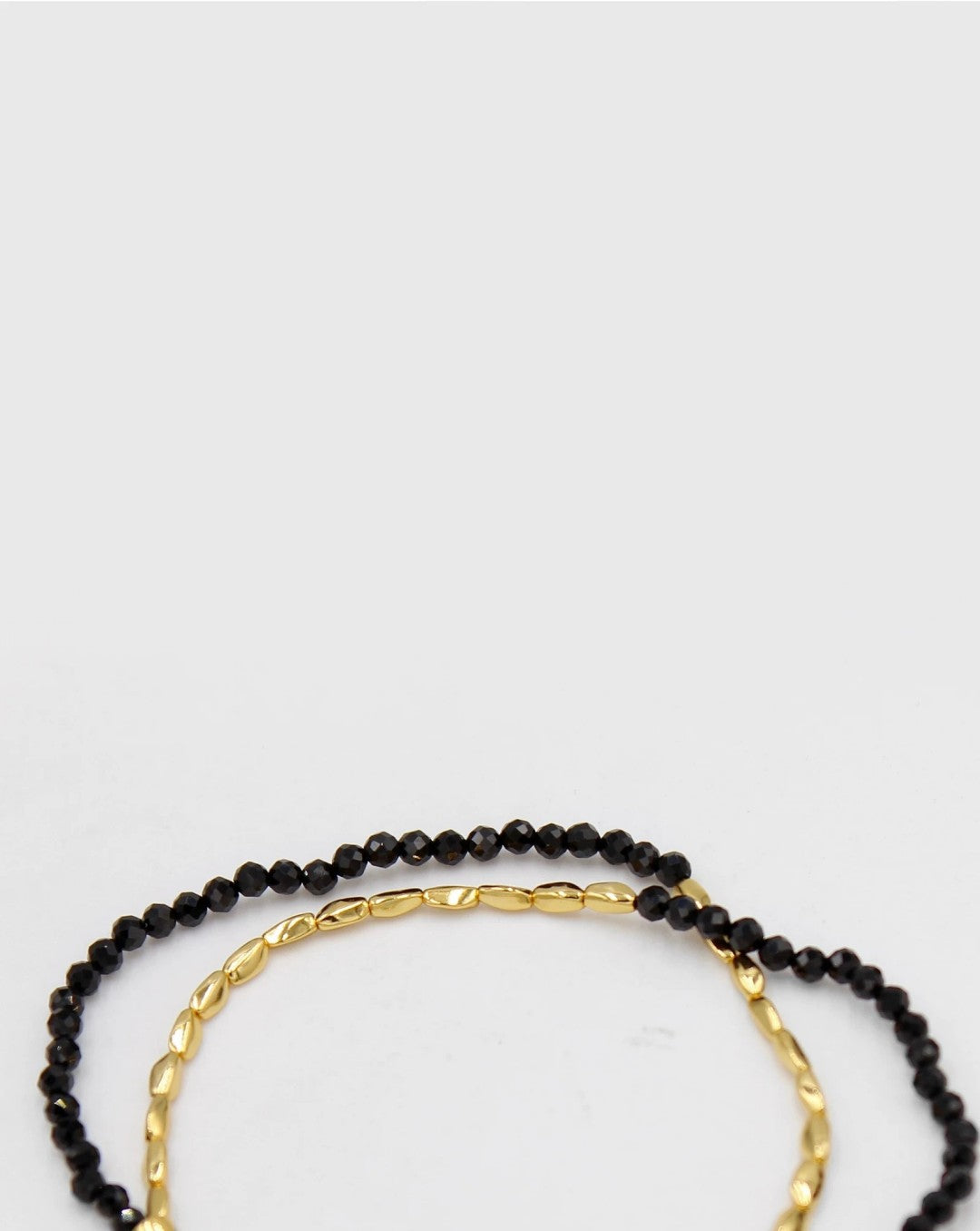 Mini Golden Rice Black Spinel Double Beaded Bracelet gembea jewelry