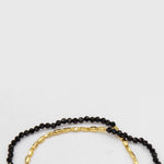Mini Golden Rice Black Spinel Double Beaded Bracelet gembea jewelry