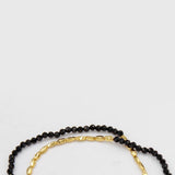 Mini Golden Rice Black Spinel Double Beaded Bracelet gembea jewelry