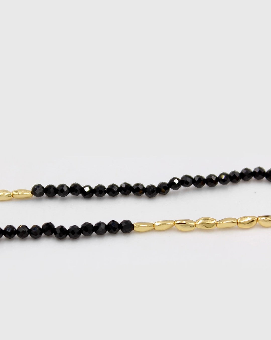Mini Golden Rice Black Spinel Double Beaded Bracelet gembea jewelry