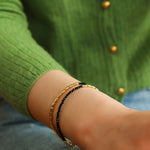 Mini Golden Rice Black Spinel Double Beaded Bracelet gembea jewelry