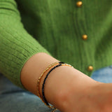 Mini Golden Rice Black Spinel Double Beaded Bracelet gembea jewelry