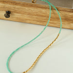 Mini Golden Rice Green Agate Beaded Choker Necklace gembea jewelry