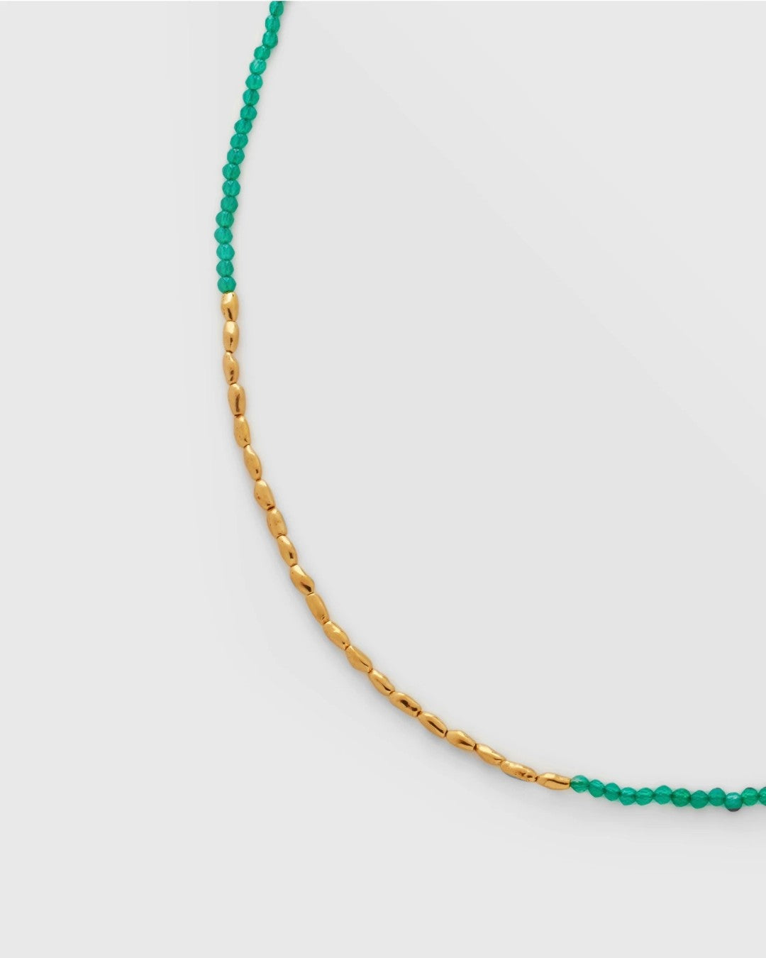 Mini Golden Rice Green Agate Beaded Choker Necklace gembea jewelry