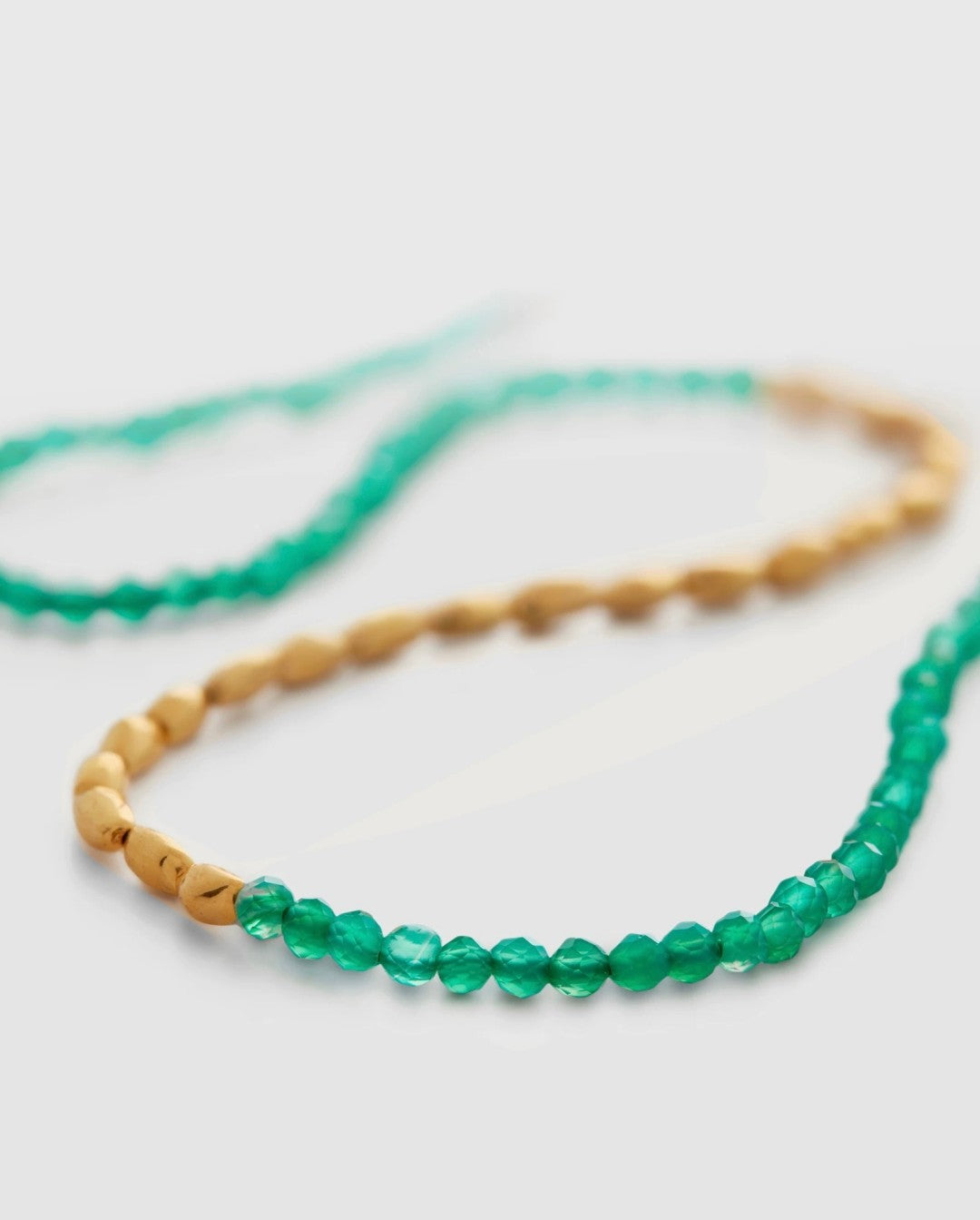 Mini Golden Rice Green Agate Beaded Choker Necklace gembea jewelry