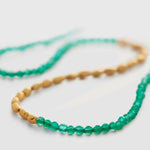 Mini Golden Rice Green Agate Beaded Choker Necklace gembea jewelry