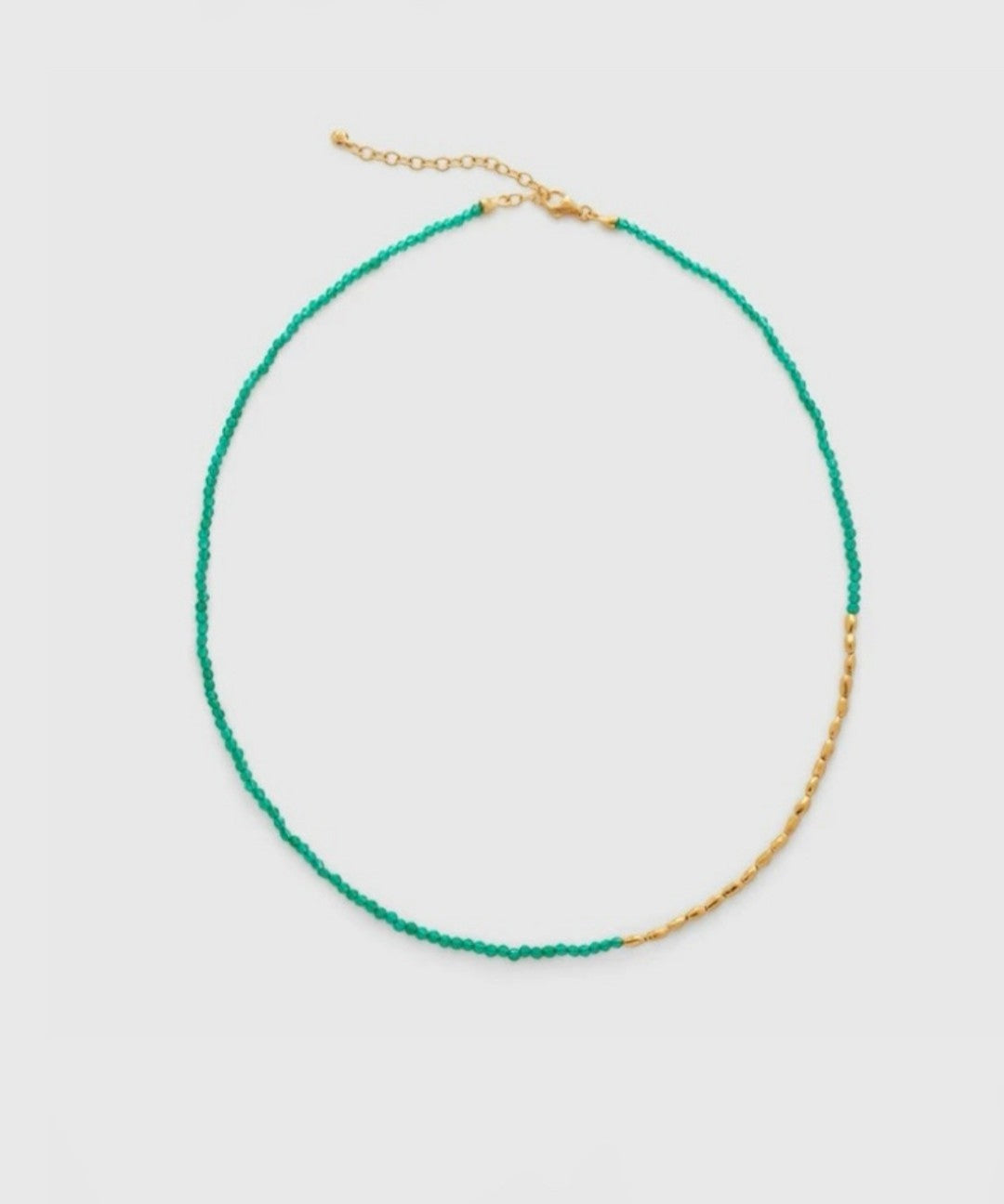 Mini Golden Rice Green Agate Beaded Choker Necklace gembea jewelry