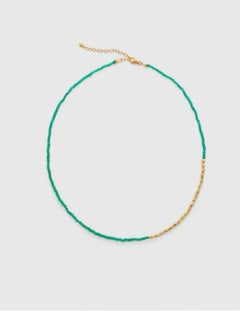 Mini Golden Rice Green Agate Beaded Choker Necklace gembea jewelry
