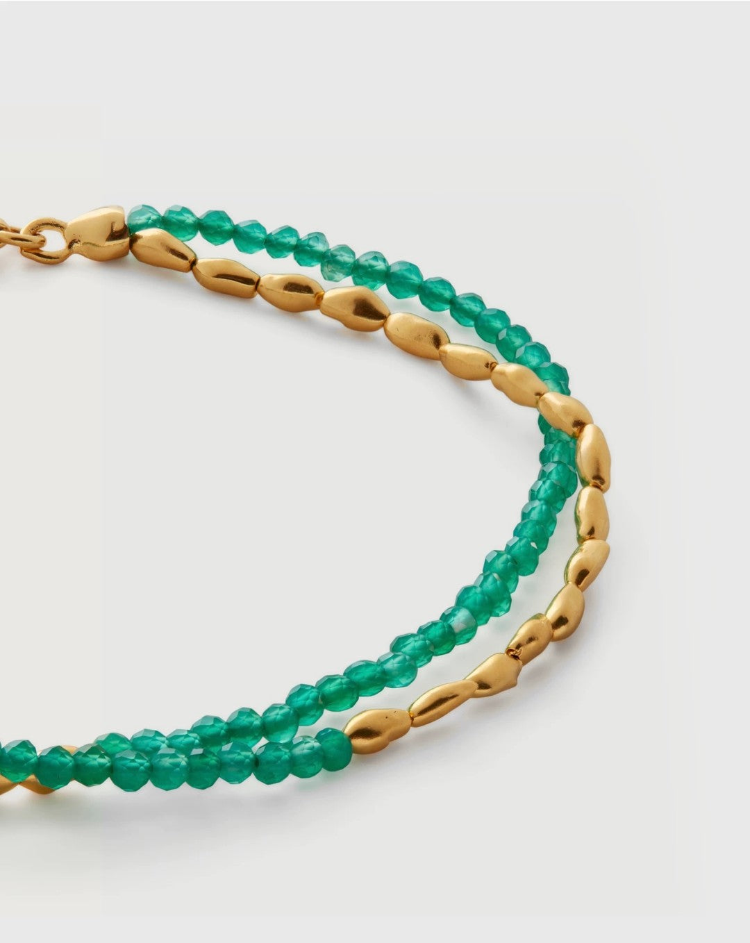 Mini Golden Rice Green Agate Double Beaded Bracelet gembea jewelry