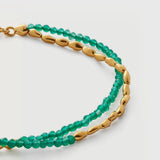 Mini Golden Rice Green Agate Double Beaded Bracelet gembea jewelry